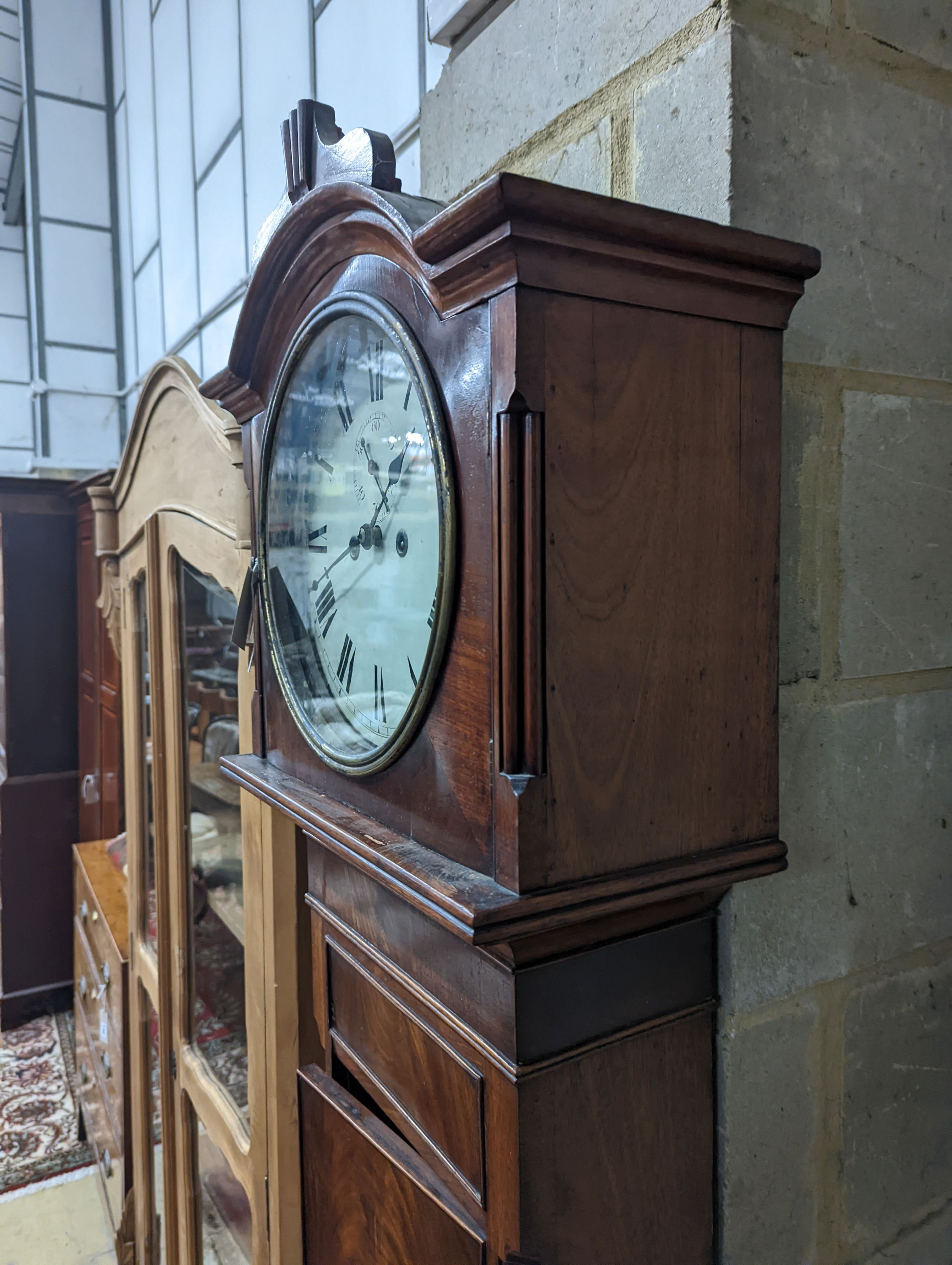 An early 19th century mahogany 8 day longcase clock, height 201cm